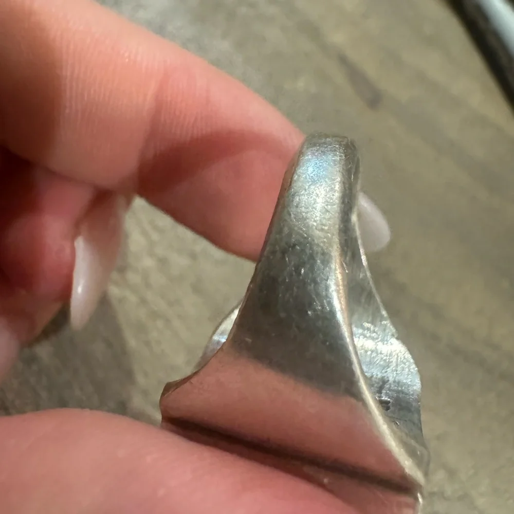 Vintage Native American RS Signed 925 Sterling Opal Inlay Ring 10.2g Sz 10.25 - Picture 9 of 9